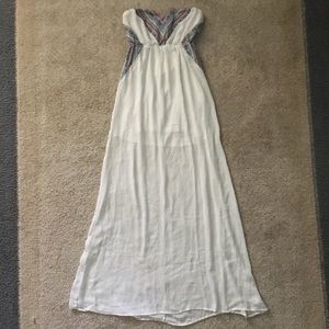 Strapless sheer maxi dress